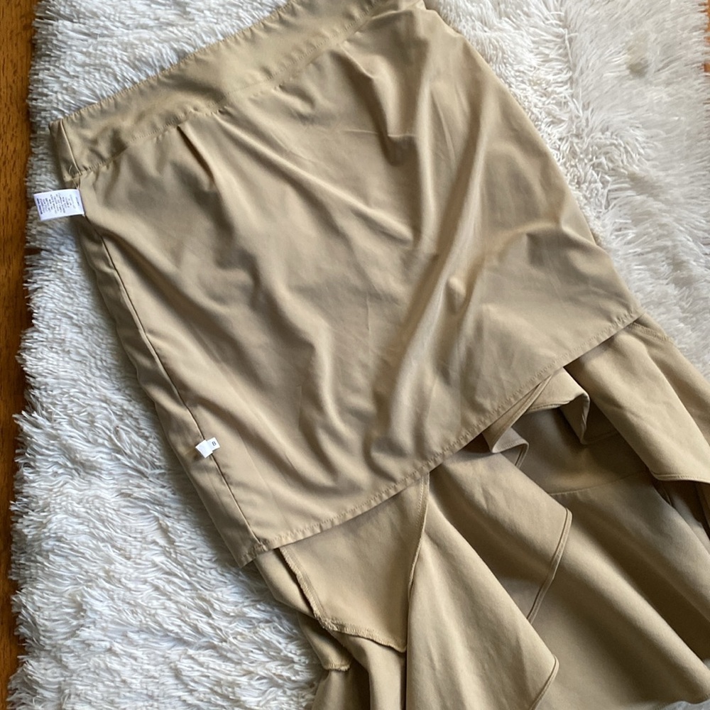 7th Avenue khaki  high low ruffles casual summer work midi skirt, size 4 - Picture 8 of 9